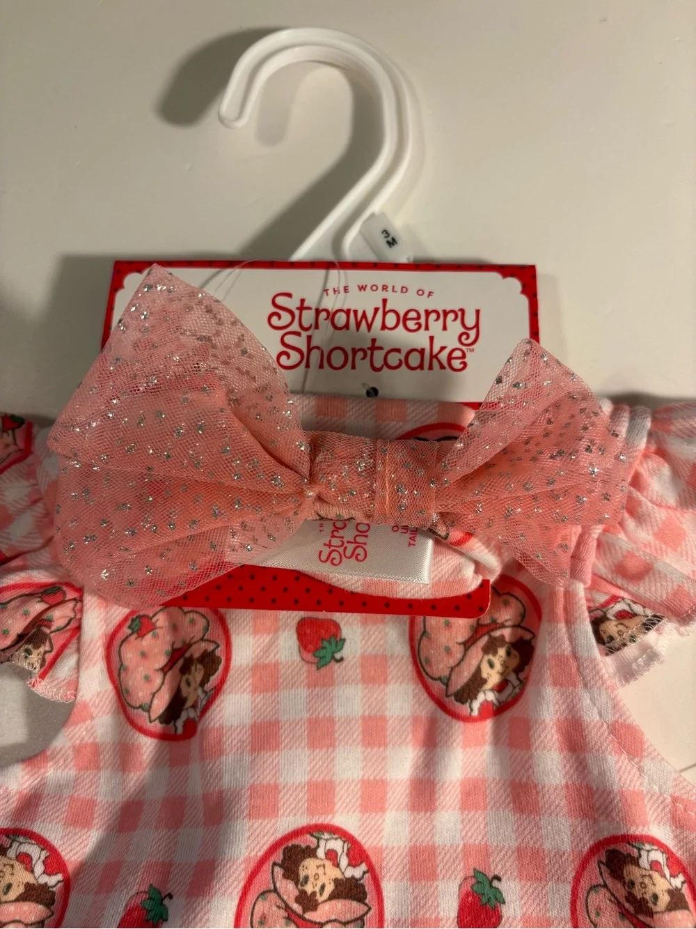 Strawberry Shortcake Pink Gingham Tulle Baby Dress